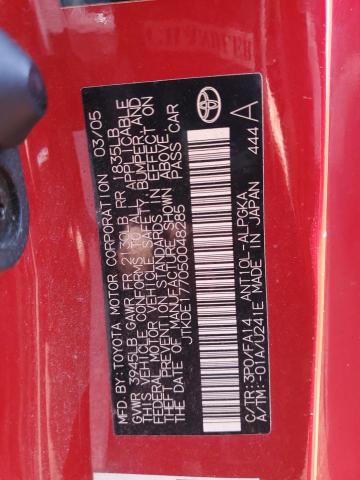Photo 10 from auction – 2005 SCION TC with VIN JTKDE177050048285