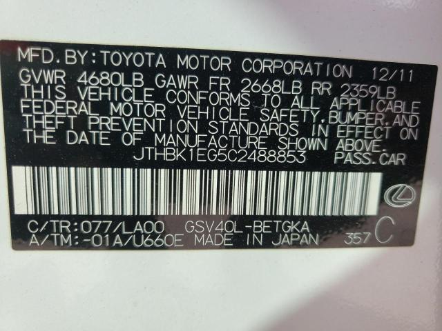 Photo 10 from auction – 2012 LEXUS ES 350 with VIN JTHBK1EG5C2488853
