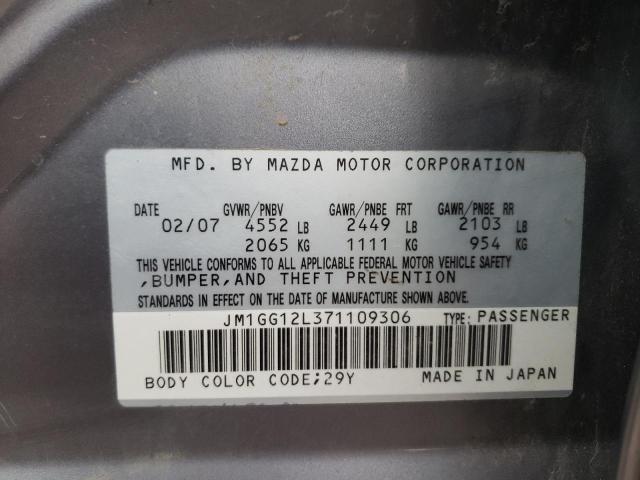Photo 10 from auction – 2007 MAZDA 6S with VIN JM1GG12L371109306