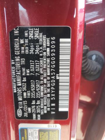 Photo 10 from auction – 2016 KIA SORENTO LX with VIN 5XYPGDA57GG093096