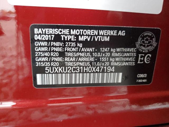 Photo 10 from auction – 2017 BMW X6 XDRIVE3 with VIN 5UXKU2C31H0X47194