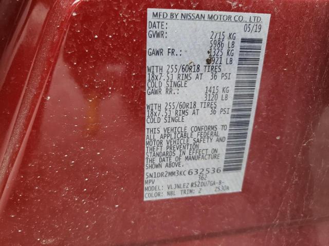 Photo 10 from auction – 2019 NISSAN PATHFINDER with VIN 5N1DR2MM3KC632536