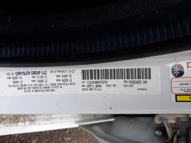 Photo 10 from auction – 2013 DODGE AVENGER SE with VIN 1C3CDZAB8DN722724