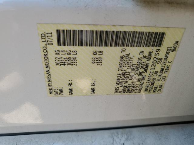 Photo 10 from auction – 2012 NISSAN ALTIMA SR with VIN 1N4BL2AP3CC120259