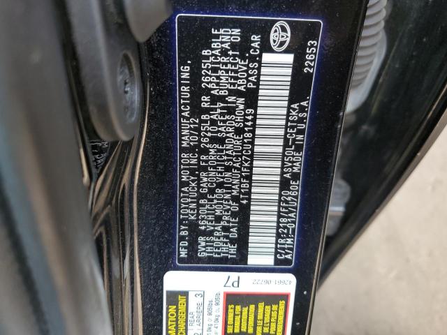Photo 10 from auction – 2012 TOYOTA CAMRY BASE with VIN 4T1BF1FK7CU181449