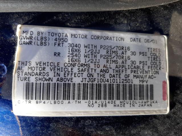 Photo 10 from auction – 2001 LEXUS RX 300 with VIN JTJGF10U410112501