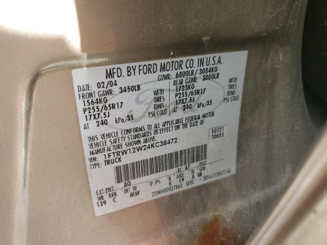 Photo 10 from auction – 2004 FORD F150 SUPER with VIN 1FTRW12W24KC38472