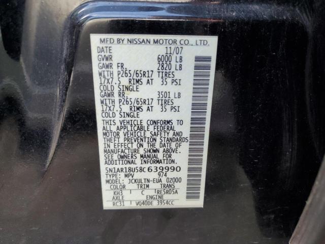 Photo 10 from auction – 2008 NISSAN PATHFINDER with VIN 5N1AR18U58C639990