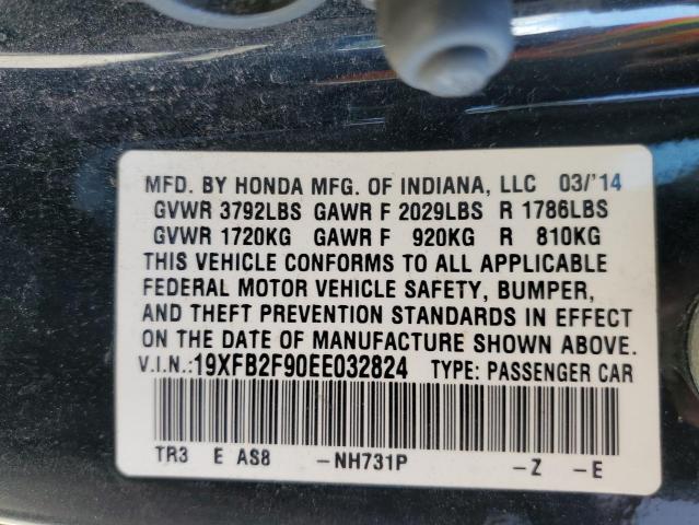 Photo 10 from auction – 2014 HONDA CIVIC EXL with VIN 19XFB2F90EE032824