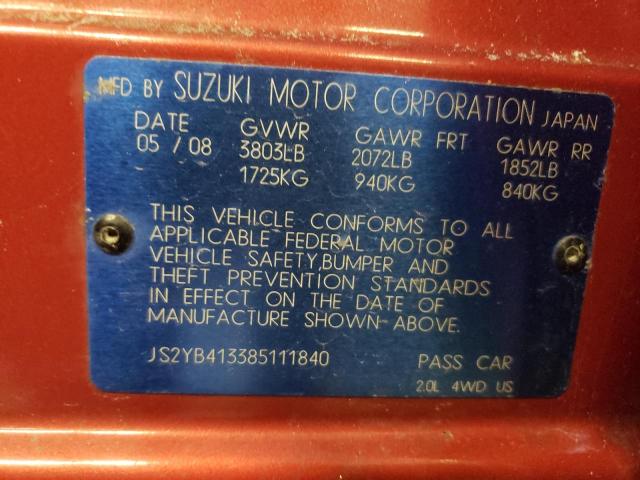 Photo 10 from auction – 2008 SUZUKI SX4 BASE with VIN JS2YB413385111840