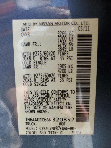 Photo 10 from auction – 2011 NISSAN TITAN S with VIN 1N6AA0EC6BN320852