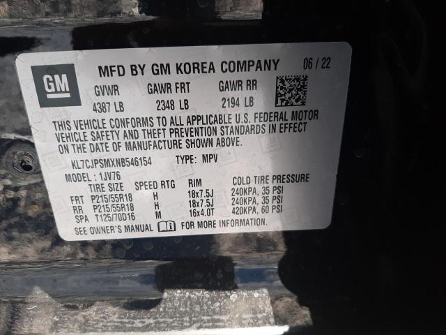 Photo 10 from auction – 2022 CHEVROLET TRAX 1LT with VIN KL7CJPSMXNB546154
