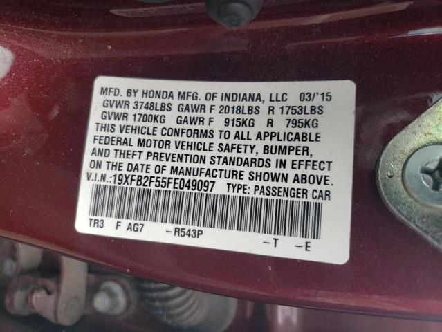 Photo 10 from auction – 2015 HONDA CIVIC LX with VIN 19XFB2F55FE049097