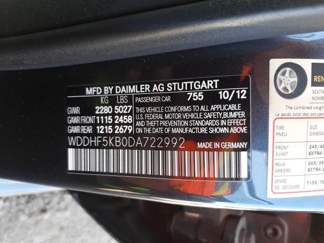 Photo 10 from auction – 2013 MERCEDES-BENZ E CLASS with VIN WDDHF5KB0DA722992