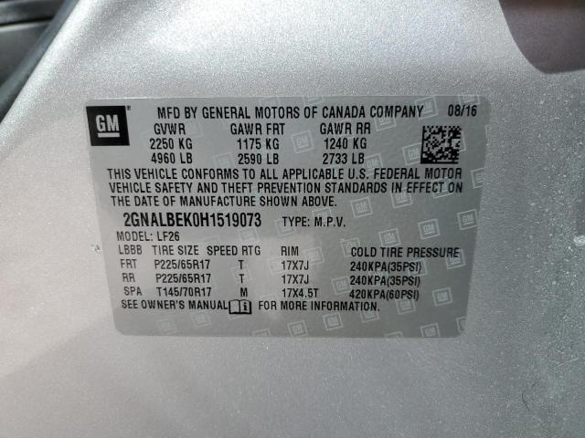 Photo 10 from auction – 2017 CHEVROLET EQUINOX LS with VIN 2GNALBEK0H1519073