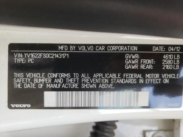 Photo 10 from auction – 2012 VOLVO S60 T5 with VIN YV1622FS0C2143171