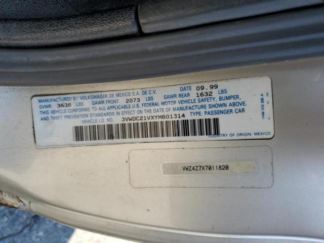 Photo 10 from auction – 2000 VOLKSWAGEN CABRIO GLS with VIN 3VWDC21VXYM801314
