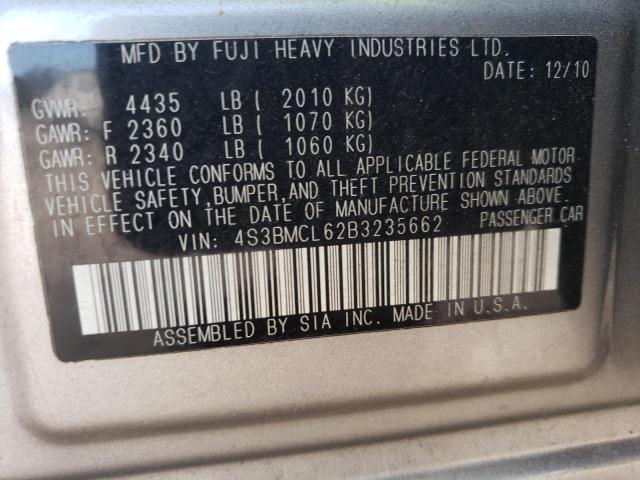 Photo 10 from auction – 2011 SUBARU LEGACY 2.5 with VIN 4S3BMCL62B3235662