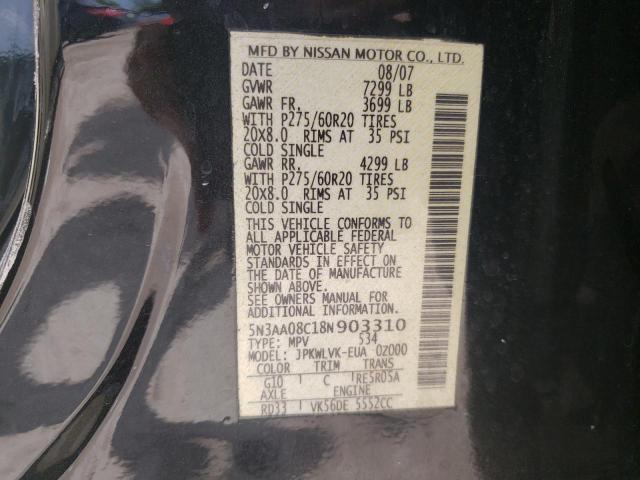 Photo 10 from auction – 2008 INFINITI QX56 with VIN 5N3AA08C18N903310