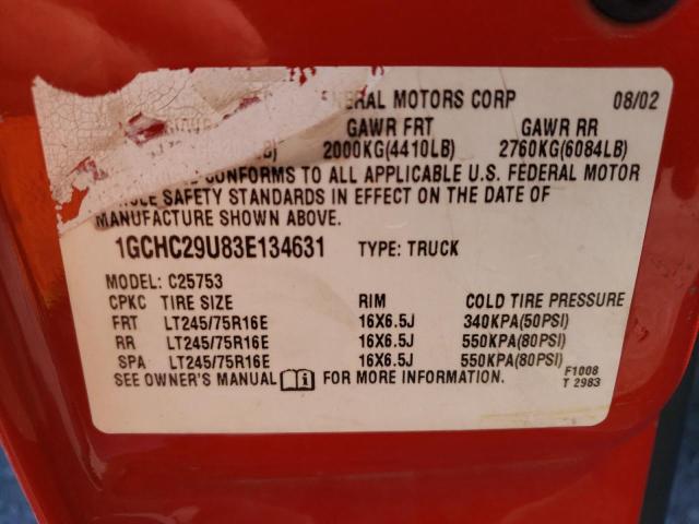 Photo 10 from auction – 2003 CHEVROLET SILVERADO with VIN 1GCHC29U83E134631