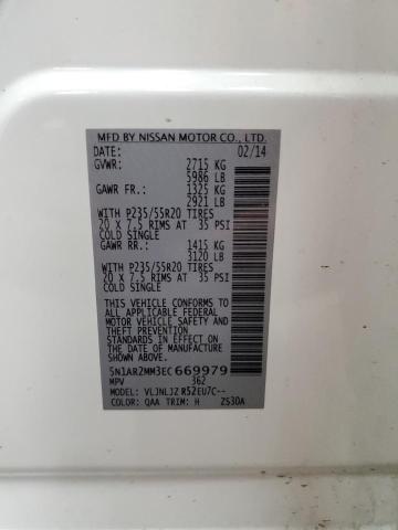 Photo 10 from auction – 2014 NISSAN PATHFINDER with VIN 5N1AR2MM3EC669979
