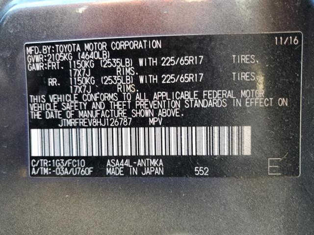 Photo 10 from auction – 2017 TOYOTA RAV4 XLE with VIN JTMRFREV8HJ126787