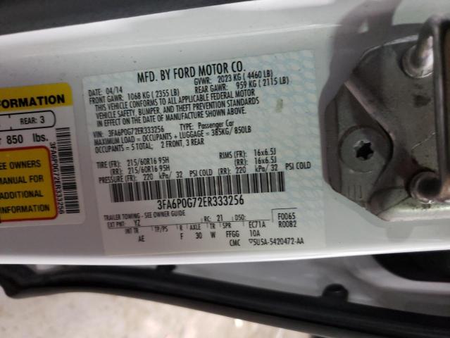 Photo 10 from auction – 2014 FORD FUSION S with VIN 3FA6P0G72ER333256