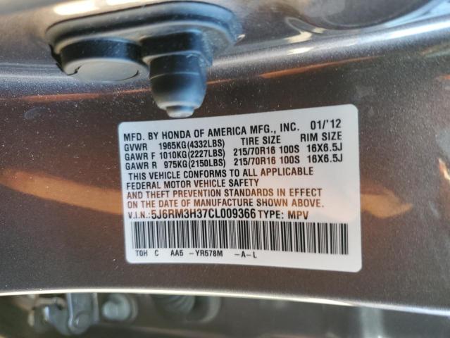 Photo 10 from auction – 2012 HONDA CR-V LX with VIN 5J6RM3H37CL009366
