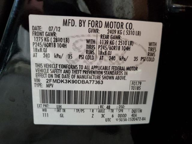 Photo 10 from auction – 2013 FORD EDGE LIMIT with VIN 2FMDK3K90DBA77363