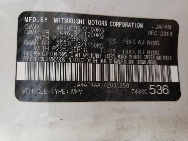 Photo 10 from auction – 2019 MITSUBISHI ECLIPSE CR with VIN JA4AT4AA2KZ031950