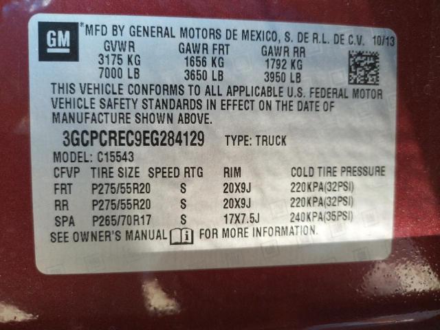 Photo 10 from auction – 2014 CHEVROLET SILVERADO with VIN 3GCPCREC9EG284129