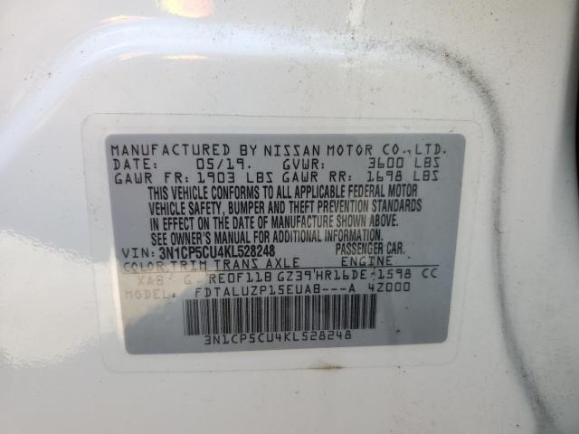 Photo 10 from auction – 2019 NISSAN KICKS S with VIN 3N1CP5CU4KL528248