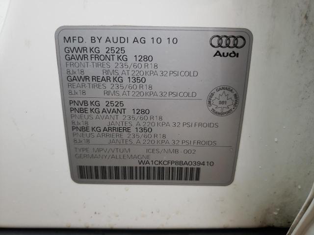 Photo 10 from auction – 2011 AUDI Q5 PREMIUM with VIN WA1CKCFP8BA039410