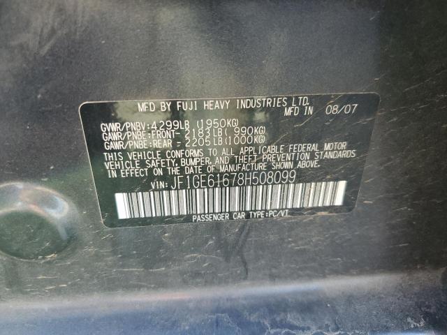Photo 10 from auction – 2008 SUBARU IMPREZA 2. with VIN JF1GE61678H508099