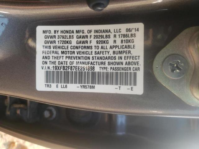 Photo 10 from auction – 2014 HONDA CIVIC EX with VIN 19XFB2F87EE251898
