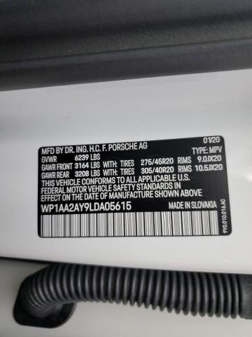 Photo 10 from auction – 2020 PORSCHE CAYENNE with VIN WP1AA2AY9LDA05615