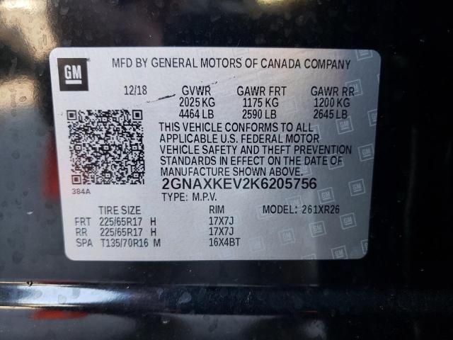Photo 10 from auction – 2019 CHEVROLET EQUINOX LT with VIN 2GNAXKEV2K6205756