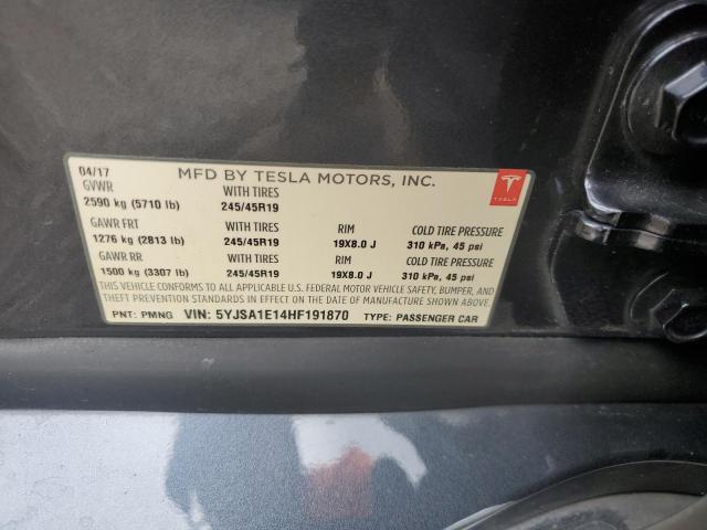 Photo 10 from auction – 2017 TESLA MODEL S with VIN 5YJSA1E14HF191870