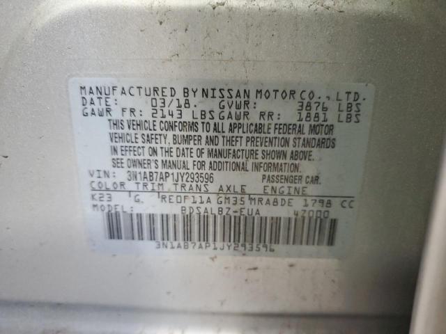 Photo 10 from auction – 2018 NISSAN SENTRA S with VIN 3N1AB7AP1JY293596