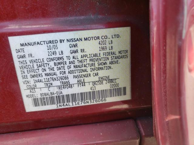 Photo 10 from auction – 2006 NISSAN ALTIMA S with VIN 1N4AL11E76N326066