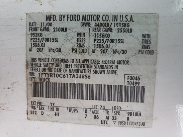 Photo 10 from auction – 2001 FORD RANGER with VIN 1FTYR10C61TA34856
