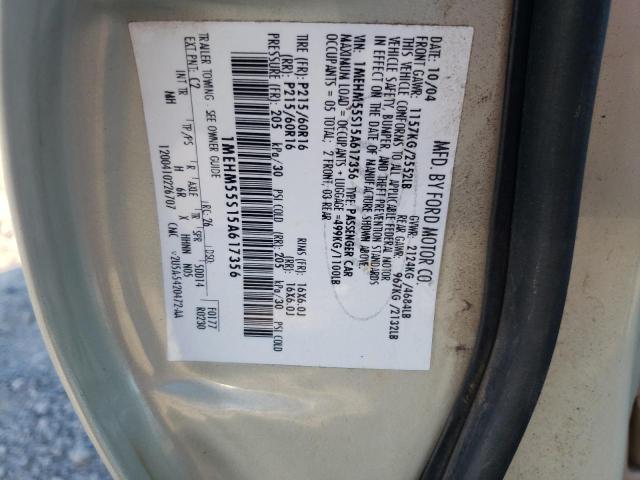 Photo 10 from auction – 2005 MERCURY SABLE LS P with VIN 1MEHM55S15A617356