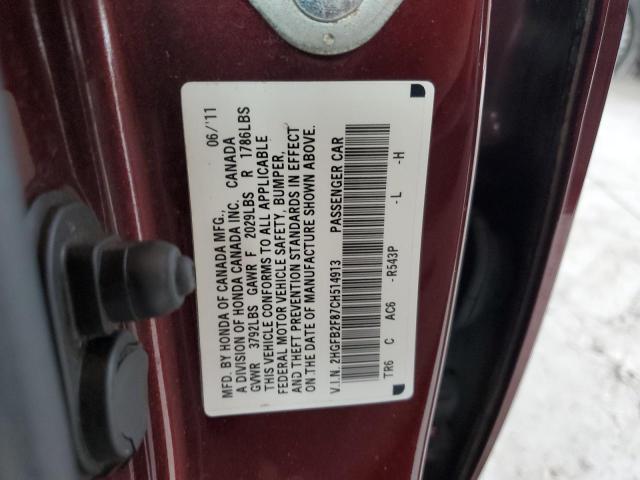 Photo 10 from auction – 2012 HONDA CIVIC EX with VIN 2HGFB2F87CH514913