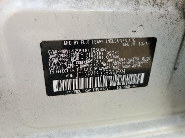 Photo 10 from auction – 2016 SUBARU IMPREZA SP with VIN JF1GPAP63G8208594