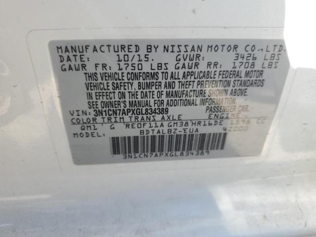 Photo 10 from auction – 2016 NISSAN VERSA S with VIN 3N1CN7APXGL834389
