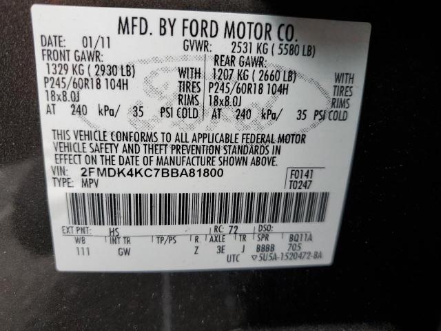 Photo 10 from auction – 2011 FORD EDGE LIMIT with VIN 2FMDK4KC7BBA81800