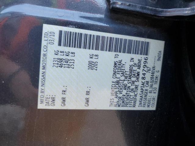 Photo 10 from auction – 2010 NISSAN MAXIMA S with VIN 1N4AA5AP1AC847996