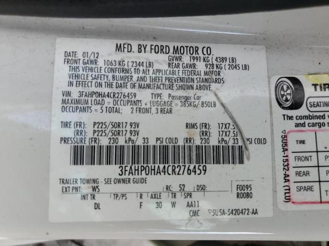 Photo 10 from auction – 2012 FORD FUSION SE with VIN 3FAHP0HA4CR276459