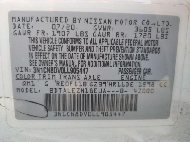 Photo 10 from auction – 2020 NISSAN VERSA S with VIN 3N1CN8DV0LL905447