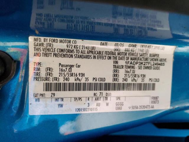 Photo 10 from auction – 2015 FORD FOCUS SE with VIN 1FADP3K27FL249485